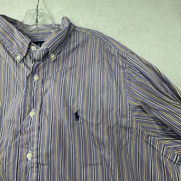 NEW 17‎ 36/37 Classic Fit Ralph Lauren Shirt Mens Long Sleeve Purple Striped - Picture 9 of 12